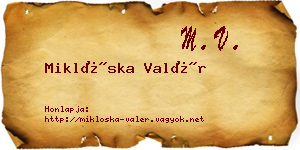 Miklóska Valér névjegykártya